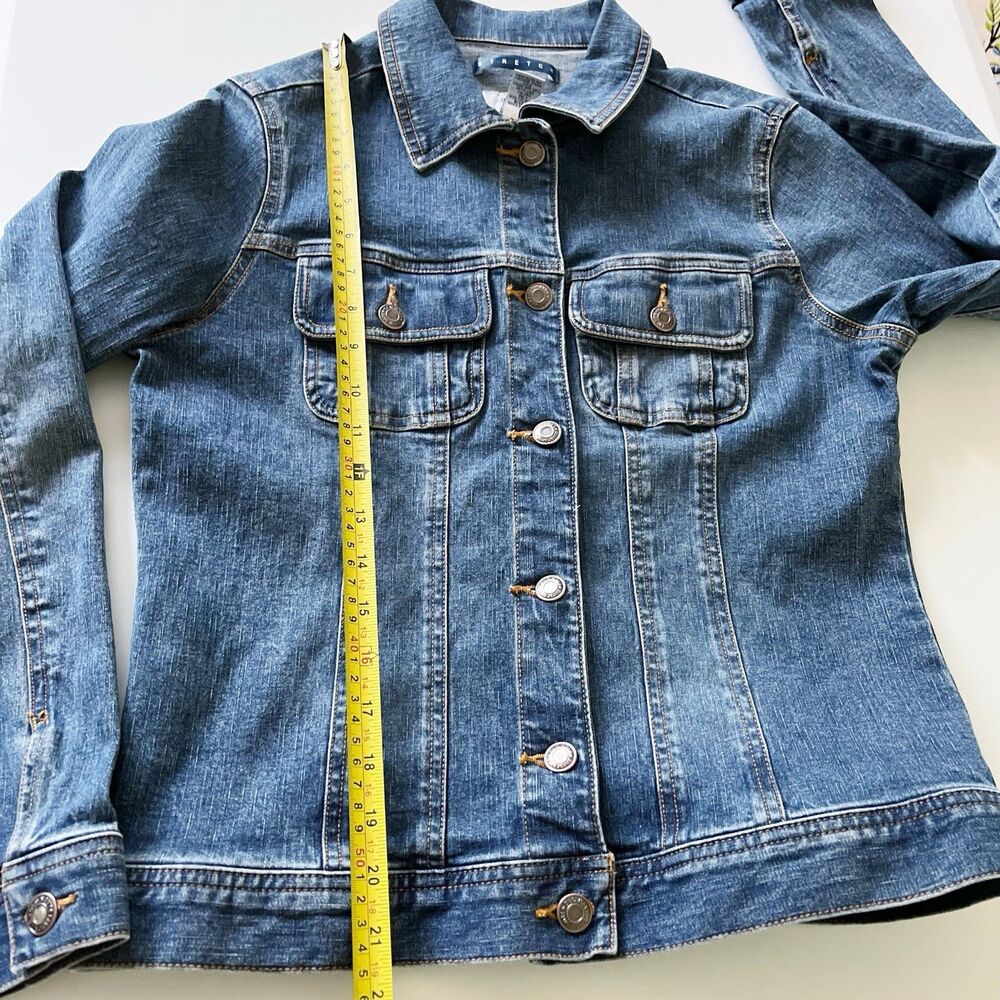 Vintage Old Navy Denim Jacket S Small Stretch Cotton Y2K Revival Utility Chic - Picture 3 of 16